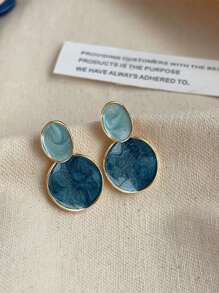 Hoa tai đính đá trang trí hình elip độc đáo, đeo hàng ngày - Màu xanh lam - Xem 4