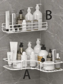 1pc No-Drilling Bathroom Organizer Shelf,Wall Mounted Shower Caddy Storage Rack For Toilet,Shampoo, Kitchen Home Bathroom Decor Fall Decor Back To School