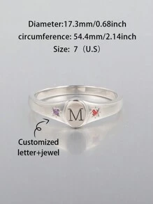 1pc Customized Fashion Ring With Engraved English Letter And 2pcs Birthstone, Simple Design Unique Combination Accessories,Gift For Father's Day,Mother's Day,Valentine's Day,Birthday,Anniversary,Friends,Graduation,Christmas