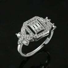 时尚闪亮镀白锆石耳环和项链首饰套装，适合周年纪念 - 白色 - 查看 2