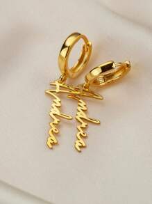 1 Pair Personalized Exquisite Name Earrings For Women, Customized Name Jewelry, Golden Earrings, Personalized Earrings, Birthday Gifts, Christmas Anniversary Gifts, Comic Girlfriends, Family - Gold - View 6