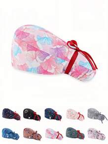 1pc Women's Polyester Cartoon Graffiti Leopard Print Nurse Cap, Rear Hair Cover Design, Tie Up, All-Around Anti-Bacterial And Dust Proof, Suitable For Medical Staff, Veterinarians, Beauty Salons Etc. Halloween - Multicolor - View 2