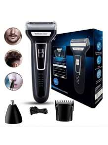 Máquina De Cortar Cabelo Barba Nariz Aparador De Pelos Elétrico 3 Em 1 - Preto - Visão 2