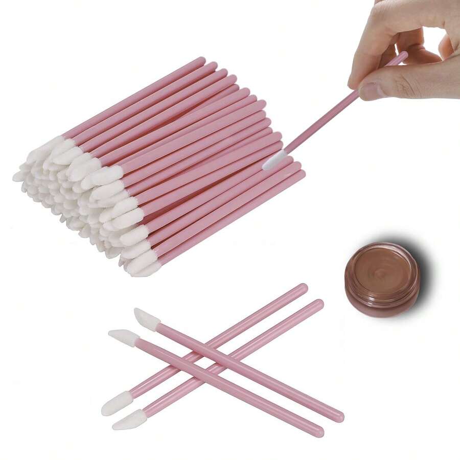 100PCS Lip Applicators Disposable, Lips Wands Lip Brush Applicator Lipstick Brush Lip Gloss Applicator Mascara Brush Makeup Tool