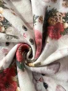 花卉和猫咪印花设计[轻盈]休闲圆领长袖毛衣，女款 - 彩色 - 查看 5