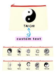 Bộ 1 túi vải canvas Tai Chi Series, bao gồm túi đựng đồ vệ sinh cá nhân, có thể tùy chỉnh bằng văn bản/cụm từ, đơn giản nhưng thời trang, in hai mặt - Nhiều màu - Xem 11