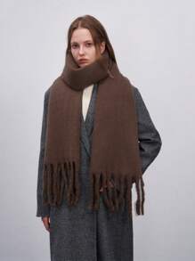 1pc Women's Solid Color Casual Street Polyester Scarf, Suitable For Outdoor, Commute And Daily Wear In Autumn And Winter - Green - View 21