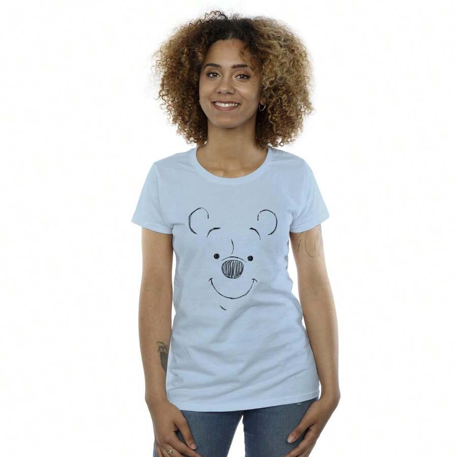 Disney Camiseta de algodón con la cara de  de  para mujer/dama (azul bebé) - Celeste - Ver 1