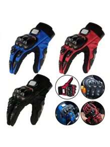 Motorcycle Gloves Motorbiker Motorcycle Long Finger Sports Outdoor Work Anti-Impact - Màu xanh lam - Xem 5