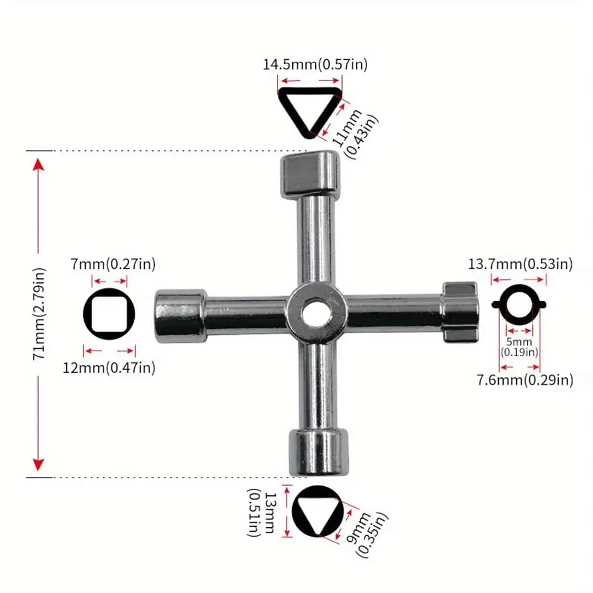 One General Purpose FourWay Cross Wrench, MultiFunctional Utility Key For Electric Meters