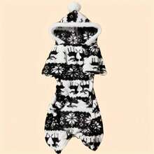 Pet Christmas Deer Costume, Soft Plush One-Piece Pajamas For Dogs & Cats - Black - View 20