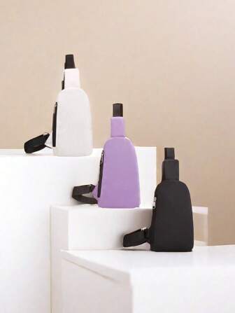 Mini Chest Bag. A Brand New Plain, Simple, Casual, And Multifunctional Nylon Zipper Bag, With Coins That Can Be Worn On Shoulder Of The Body. A Bag Suitable For Daily Use, Going Out, Shopping, Travel, Vacation, And Shopping For Both Boy And Girl. Best Gift, Birthday Present.