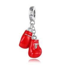 1 peça de luvas de boxe esportivas, eu amo jogar futebol, conjunto de várias peças, pingente banhado a prata, adequado para pulseira original, colar, joias faça você mesmo