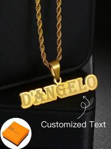 1PC Women's Custom Name Stainless Steel Necklace, Letter Plated Jewelry, Rotating Chain, Pendant, Jewelry Gift, 2024, Customizable Name Simple Daily Style, Products Include Gift Boxes, Valentine's Day Gifts, Birthday Gifts, Mother's Day Gifts, Daily Gifts Valentines
