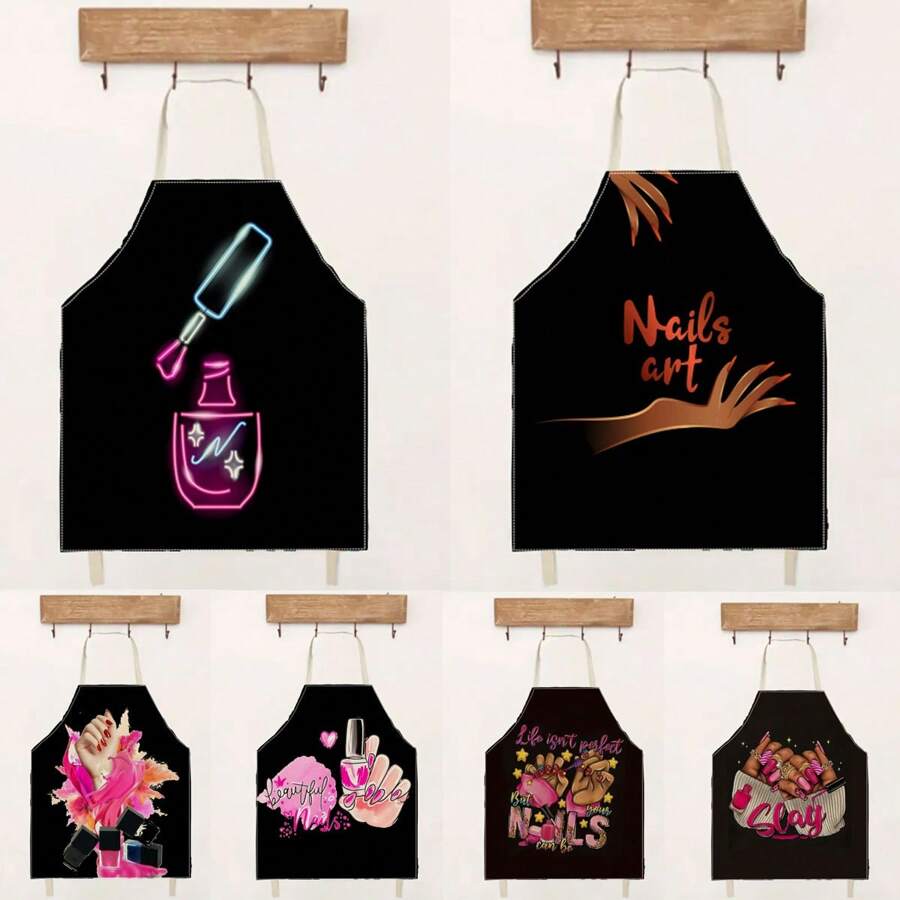 1 件 3D 图案亚麻围裙，适合家庭烹饪、厨房穿着和烹饪爱好者 - 彩色 - 查看 1