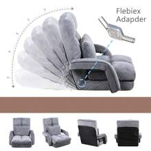 Folding Floor Chair Adjustable 14 Angles Chair Bed With Pillow For Gaming - Grey - View 3