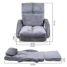 Folding Floor Chair Adjustable 14 Angles Chair Bed With Pillow For Gaming - Grey - View 2