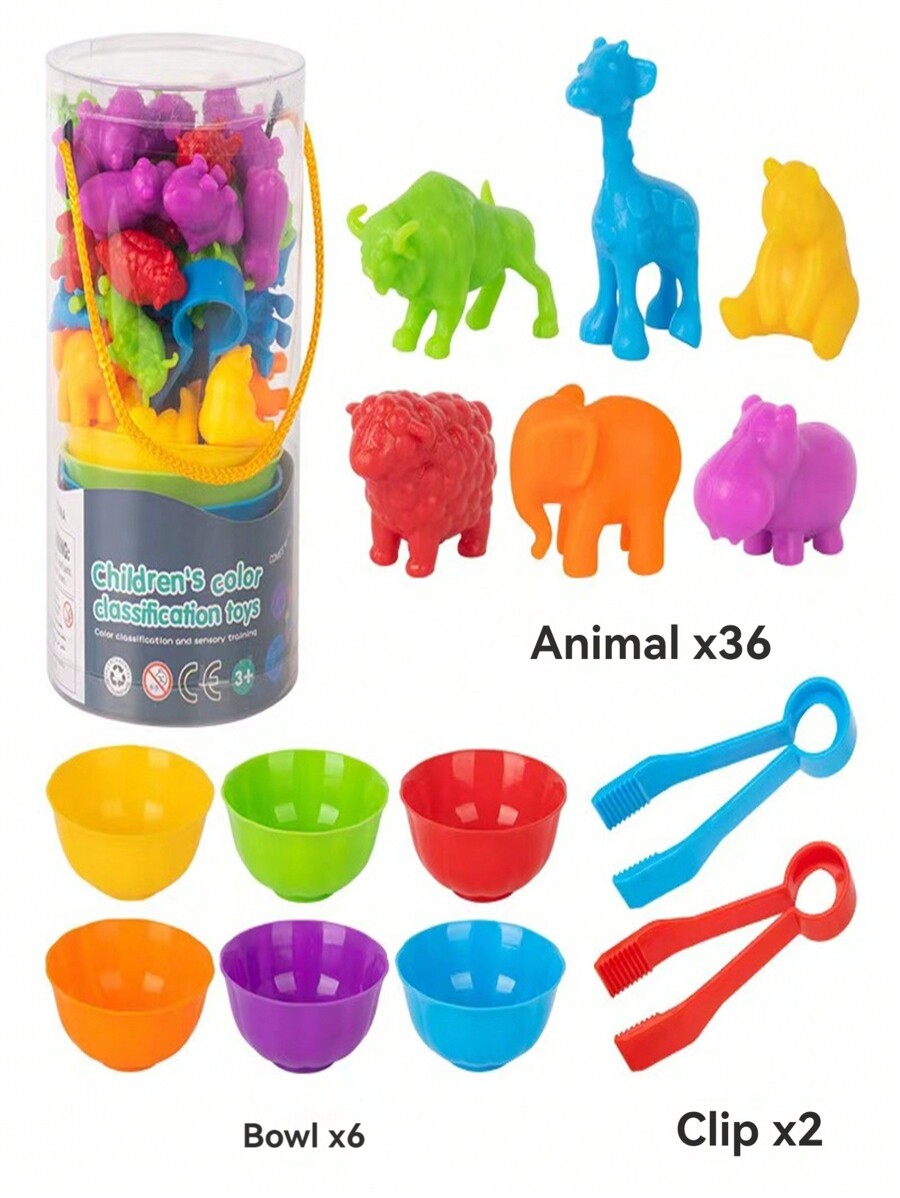 Early Learning Counting Animals Soft Rubber Toys, Color Sorting Game To