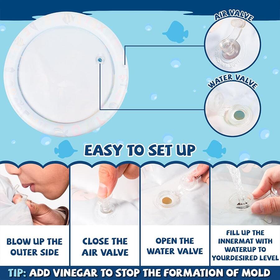 Jestilo Tummy Time Baby Water Mat Inflatable, Sensory Toy For Infants