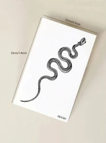 1片装草本汁液半永久魔法纹身贴纸，创意仿蛇骨图案，7-14天防水，适用于手臂、腿部、胸部、背部、身体等部位。 - 藍色 - 查看 6