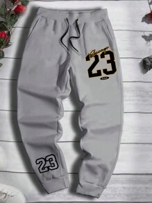 Chicago 23 Men's Loose Fit Sweatpants, Drawstring Waist Sweatpants - 灰色 - 查看 2