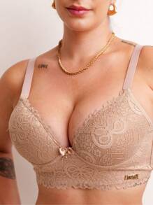 Kit 2 Lace Bra With Sexy Cup Polyamide Shaping Adjustable Strap Double Lining Fabric