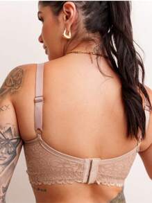 Kit 2 Lace Bra With Sexy Cup Polyamide Shaping Adjustable Strap Double Lining Fabric