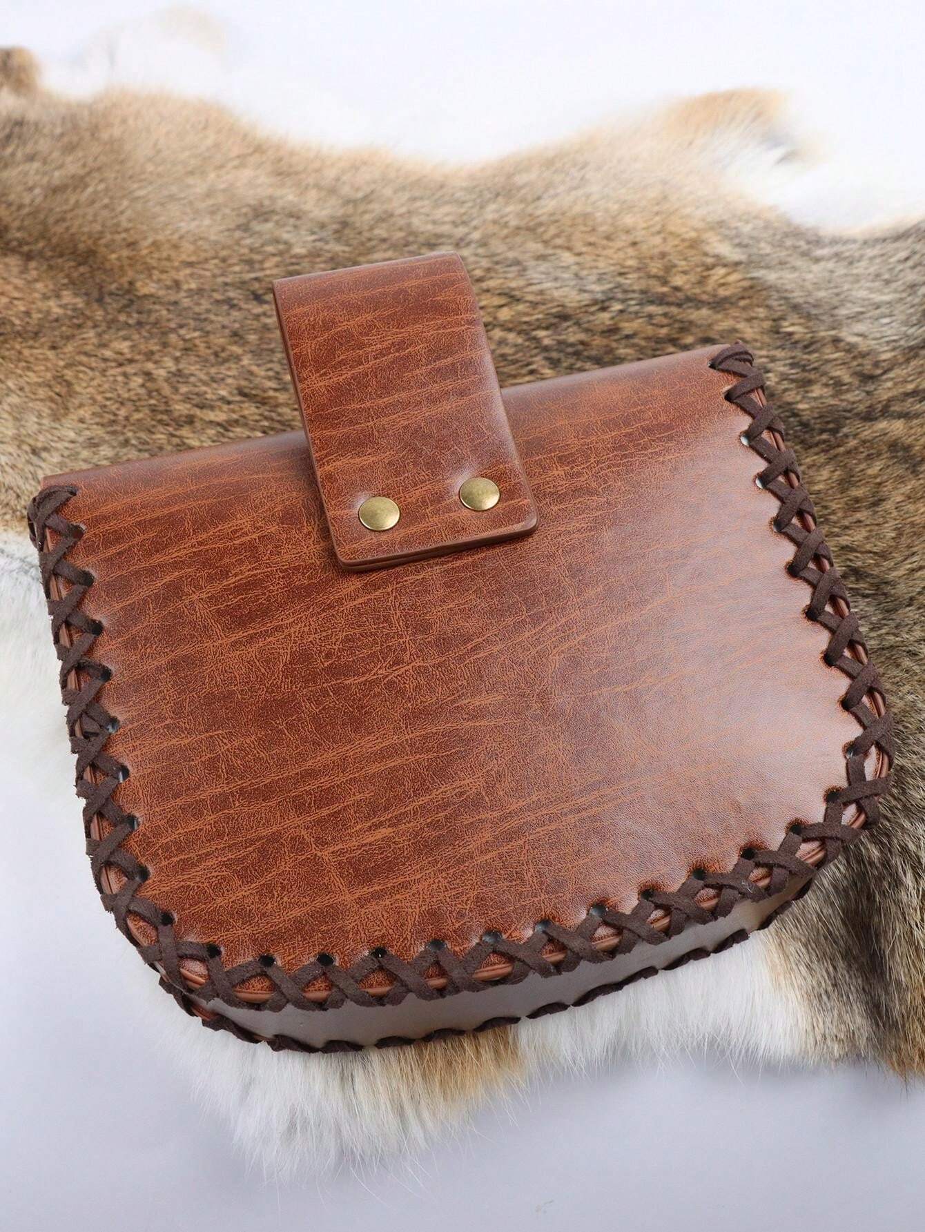 HLGQ Riñonera medieval de piel sintética con anillo de cintura, estilo steampunk, caballero vikingo, cosplay, disfraz de motocicleta, cartera para muslo, color marrón, Marrón