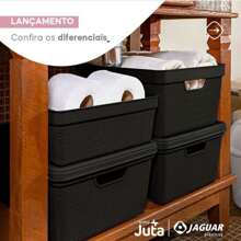 Kit Of 2 Organizer Boxes With Lid 5 Liters  Utilities Durable Plastic Stackable Exclusive Texture Multipurpose - Negro - Ver 4