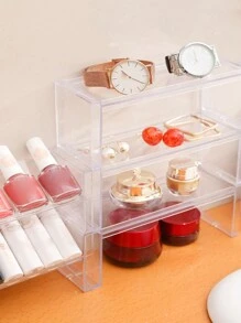 1 kệ đựng đồ trang điểm trong suốt, kệ trưng bày đa năng đựng sơn móng tay, son môi, sản phẩm chăm sóc da, phụ kiện bàn làm việc, tượng nhỏ, đồ trang sức và đồng hồ - Trong sáng - Xem 2