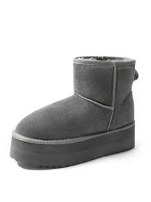 Women's 1.96 Inch Platform Ankle Winte Snow Boots Genuine Suede Classic – Faux Fur Lining Water-Resistant With DIY Bows,, Memory Foam Insole, And Anti-Slip Outsole Christmas Holiday Festive Grey Boots - 灰色 - 查看 9