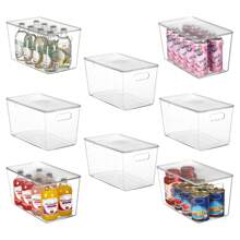 Vtopmart 8 Pack Clear Stackable Storage Bins With Lids,13 Inch*7.4 Inch*7 Inch XL Large Plastic Containers With Handle For Pantry Organizer And Storage,Perfect For Kitchen,Fridge,Cabinet, Closet,Bathroom Organization - 無色 - 查看 1