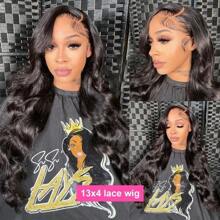 Body Wave Curly 13x4 Lace Frontal Human Hair Brazilian Nature Color 180 Density Transparent Lace Front Wigs With Baby Hair Bling Hair
