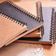 Spiral Sketchbook Blank Notebook 50 Sheets Kraft Paper Hardcover For Students Graffiti Painting School Stationery Supplies