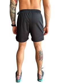 Kit 3 Shorts 2 In 1 Dry Fit Gym Men's Compression With Cell Phone Pocket - Màu xanh lam - Xem 7