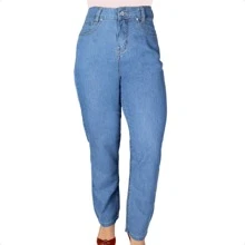 Women's Mom Jeans Cotton Plus Size Blogger Premium Light Blue - Màu xanh lam - Xem 1