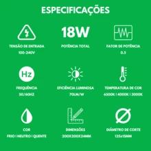 Kit 10 Led Ceiling Panel 18w Overlay Square Round Light Fixture White-Cold White-Warm White-Neutral - Cold White Square - View 7