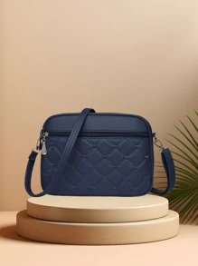 1 件时尚简约爱心装饰钻石格斜挎包，黑色斜挎包，白色单肩包，休闲女生手机包和妈妈购物袋，大容量多功能收纳包，手机钱包钥匙卡纸巾化妆品雨伞太阳镜护肤品口红收纳包，适合日常出行，百搭风格最爱节日礼物，宴会，旅游，出差，郊游，户外，女性快乐节日礼物