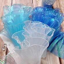 1 tấm vải voan xếp nếp kiểu đuôi cá có viền hoa lớn xếp ly 3D, quần áo tự làm, quà tặng, đồ thủ công, đồ trang trí đám cưới, phụ kiện ren sóng - Nhiều màu - Xem 5