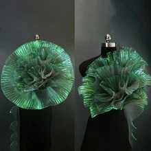 1 tấm vải voan xếp nếp kiểu đuôi cá có viền hoa lớn xếp ly 3D, quần áo tự làm, quà tặng, đồ thủ công, đồ trang trí đám cưới, phụ kiện ren sóng - Nhiều màu - Xem 7