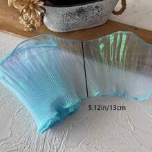 1 tấm vải voan xếp nếp kiểu đuôi cá có viền hoa lớn xếp ly 3D, quần áo tự làm, quà tặng, đồ thủ công, đồ trang trí đám cưới, phụ kiện ren sóng - Nhiều màu - Xem 3