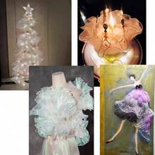 1 tấm vải voan xếp nếp kiểu đuôi cá có viền hoa lớn xếp ly 3D, quần áo tự làm, quà tặng, đồ thủ công, đồ trang trí đám cưới, phụ kiện ren sóng - Nhiều màu - Xem 11