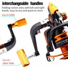 BAKAWA 钓鱼旋转卷轴金属线轴 5.2:1/5.1:1 滚珠轴承鲤鱼钓鱼卷轴 1000-7000 金属线杯渔具 - 黑色 - 查看 8