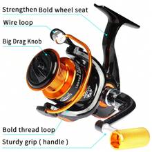 BAKAWA 钓鱼旋转卷轴金属线轴 5.2:1/5.1:1 滚珠轴承鲤鱼钓鱼卷轴 1000-7000 金属线杯渔具 - 黑色 - 查看 5