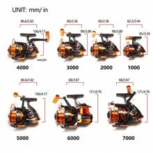 BAKAWA 钓鱼旋转卷轴金属线轴 5.2:1/5.1:1 滚珠轴承鲤鱼钓鱼卷轴 1000-7000 金属线杯渔具 - 黑色 - 查看 4