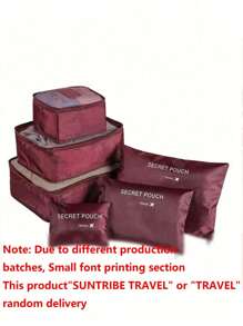 6pcs/Set - 1pc Travel Organizer Bag, Multi-Functional Storage Bag, Large Capacity Foldable Organizer Bag, Cosmetic Organizer Toiletry Bag, Multi-Functional Makeup Bag, Wardrobe Storage Bag, Large Capacity Luggage Bag, Clothing Storage Bag, Travel Toiletry Bag, Skincare Organizer Bag, Handbag, Clutch, Drawstring Bag