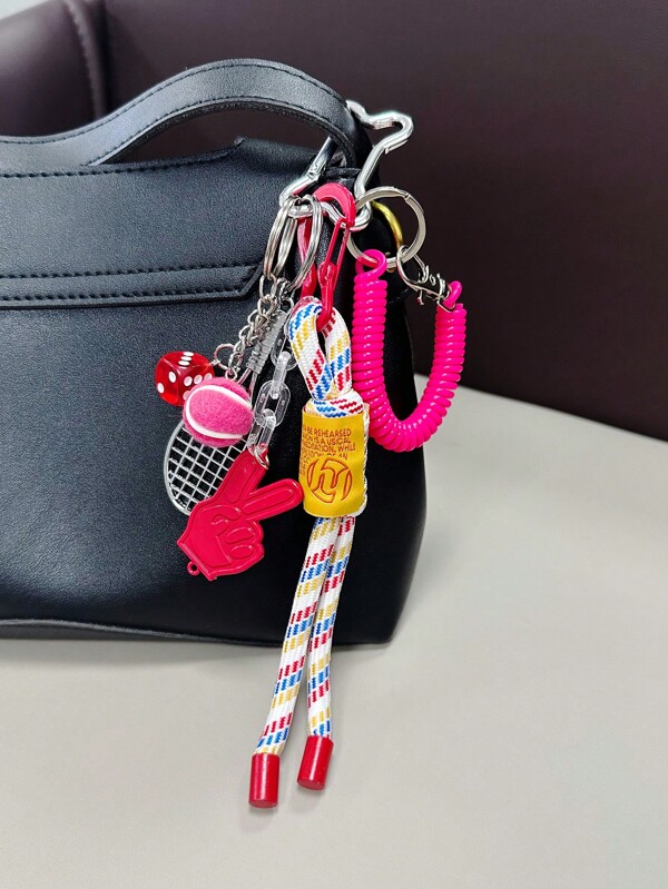 Corde Élastique de Football Multi-Couleurs Personnalisée, Porte-Clés en Métal à Thème Sportif, Pendentif de Sac à Dos Décoratif, Accessoires de Porte-Clés, Petits Cadeaux
