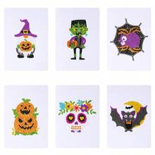 6 Pcs 5D DIY Mini Diamond Painting Zombie Creative Simple Pattern Stickers Diamond Mosaic Pumpkin Home Leisure Handmade Creations Halloween Gift - Champagne - View 1