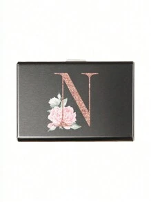 1pc - 6 Slots Ultra-Thin Card Holder, Rose Gold, Alphabet A-Z Pattern Wallet, ID & Credit Card Case, Minimalist Ultra-Slim Aluminum Alloy Metal Wallet, RFID Blocking Card Holder, Unisex - Black - View 27