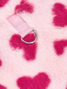 PETSIN Autumn/Winter Rabbit Fur Jacket, Heart Pattern Design, D-Ring Leash Attachment, Thickened & Warm - Rose Red - View 5